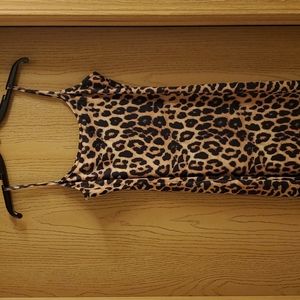 Brown Animal Print Fitted Midi